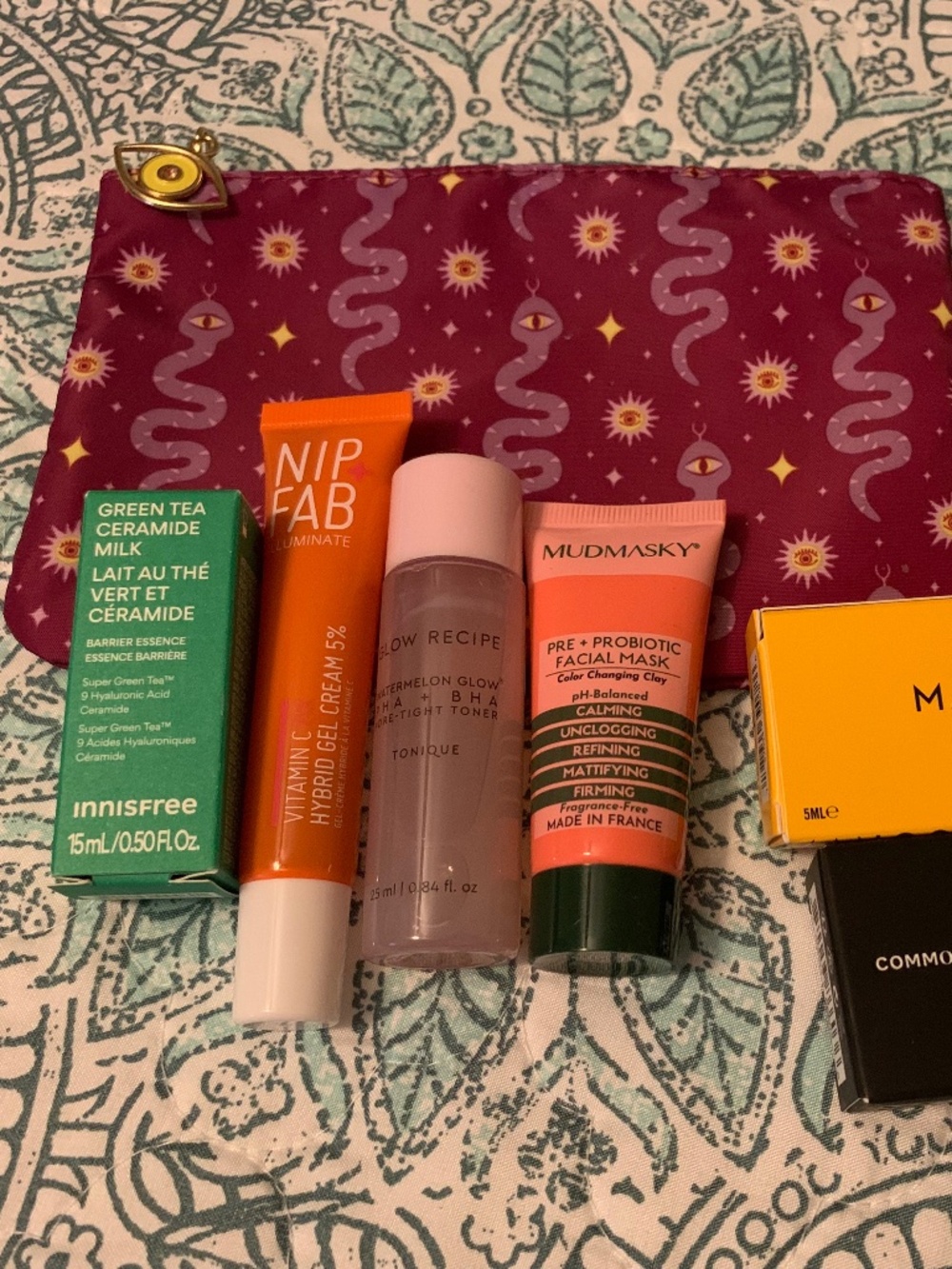 Skin care bundle with cosmetic bag
